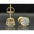 thumbnail image 1 of 8mm Round Cut Cubic Zirconia 14K Yellow Gold Finish Solitaire Screw Back Stud Earrings, 1 of 3
