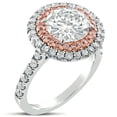 thumbnail image 1 of 8mm Round Cut Double Halo Diamond Engagement Ring With Pink Diamonds R216M, 1 of 5