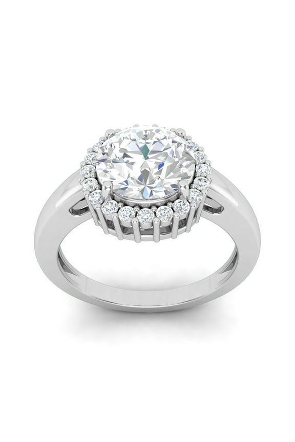 8mm Round Cut Moissanite Engagement Ring EF Color VVS1 Halo 925 Sterling Silver Women Ring