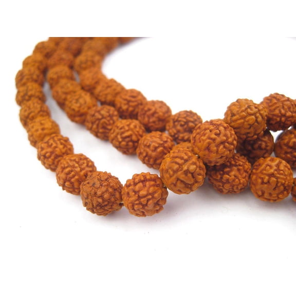 The Bead Chest 8mm Rudraksha Mala Beads - 108 Authentic Nepali Prayer Rosary Beads