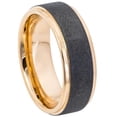 thumbnail image 1 of 8mm Sandblasted Finish Center Stepped Edge Rose Gold IP Plated Wedding Band Ring For Men Or Ladies, 1 of 7