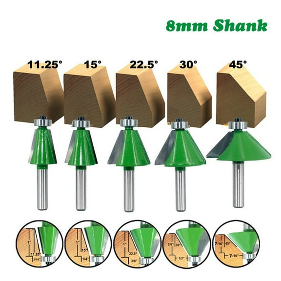 8mm Shank Chamfer Router Bits Practical 11.25/15/22.5/30/45 Degree Milling Cutter for Wood Woodworking Machine Tools