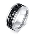 thumbnail image 1 of 8mm Silver/Black/Blue Spinner Chain Band Mens 316LStainless Steel Ring 4 Styles, 1 of 9