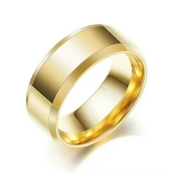 8mm Silver/Black/Gold Plating Stainless Steel Band Rings Men/Womens Ring Sz 6-13