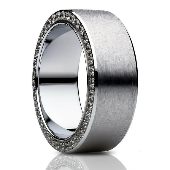 8mm Silver Titanium Wedding Ring,Engagement Ring,CZ Wedding Ring,Man's Wedding Ring,Anniversary Ring