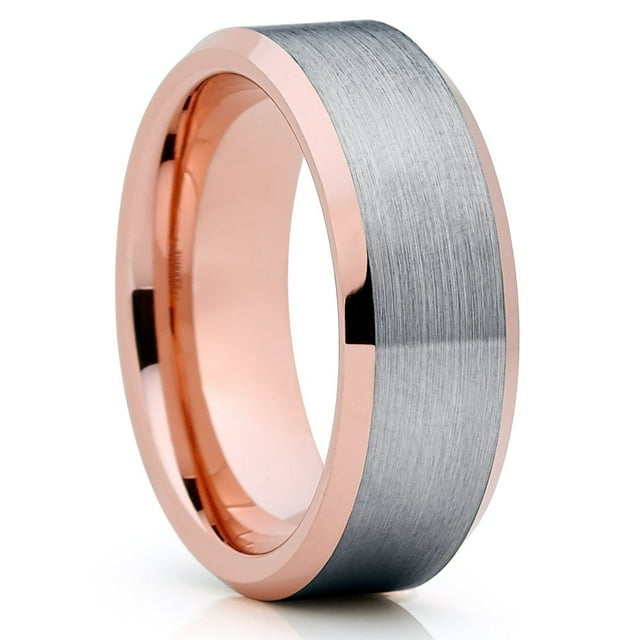 8mm Silver Tungsten Ring Rose Gold Wedding Ring Tungsten Carbide Ring ...