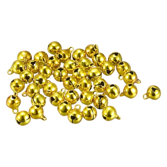 8mm Small Jingle Bells for Craft DIY Christmas Vacuum Plating Gold Tone 48 Pack