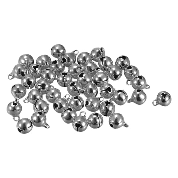 8mm Small Jingle Bells for Craft DIY Christmas Vacuum Plating Silver Tone 48 Pack