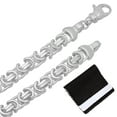 thumbnail image 1 of 8mm Solid .925 Sterling Silver Flat Byzantine Choker Chain Necklace, 18 inches + Gift Box, 1 of 7