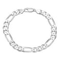 thumbnail image 1 of 8mm Solid .925 Sterling Silver Flat Figaro Chain Bracelet, 9 inches + Gift Box, 1 of 7