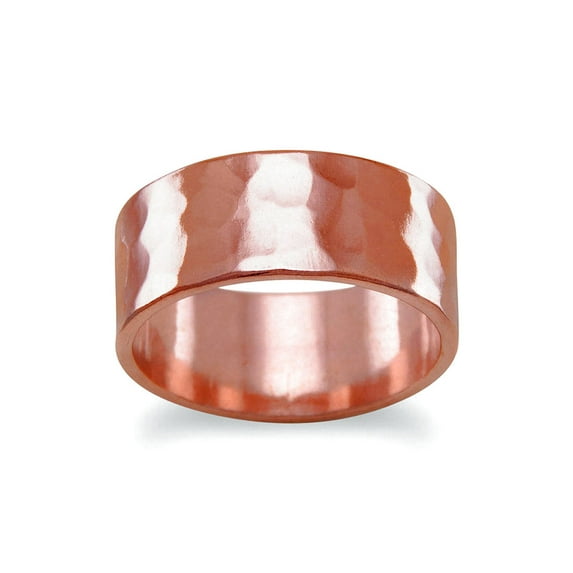 8mm Solid Copper Hammered Ring Size 8 Ring for Women