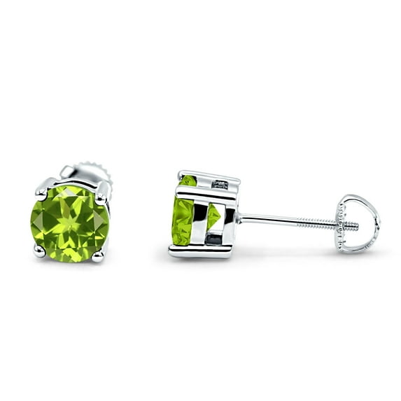 8mm Solitaire Screw Back Stud Earring Round Simulated CZ Solid 925 Sterling Silver