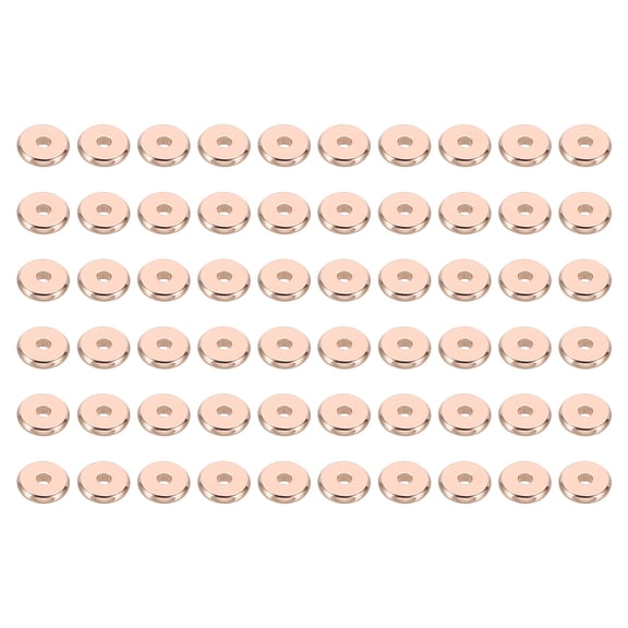 8mm Spacer Beads, 100 Pcs Flat Bead Spacers Bulk Flat Round Disc Beads Loose Metal Brass for Jewelry Making, Rose Gold