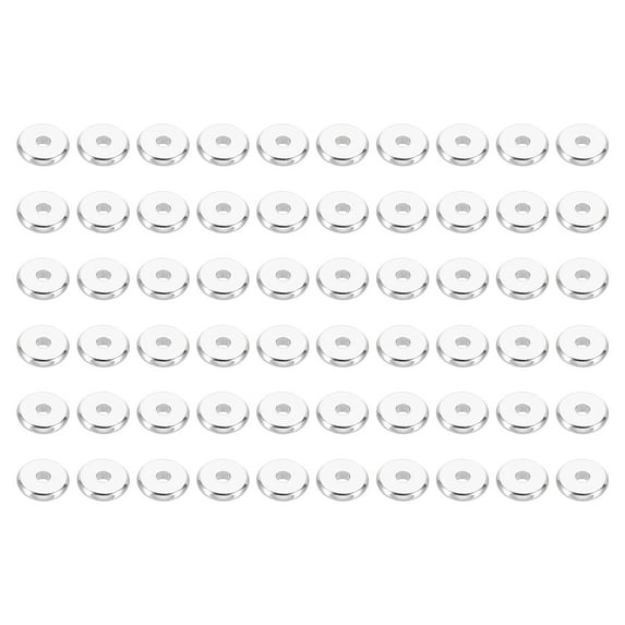 8mm Spacer Beads, 100 Pcs Flat Bead Spacers Bulk Flat Round Disc Beads Loose Metal Brass for Jewelry Making, White