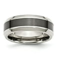 thumbnail image 1 of 8mm Stainless Steel Base With Polished Black Ceramic Center Beveled Band Ring - Size 10, 1 of 2