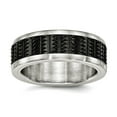 thumbnail image 1 of 8mm Stainless Steel Brushed Polished Black Ip Textured Ring Size 10 Ring for Women, 1 of 2