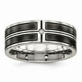 thumbnail image 1 of 8mm Stainless Steel Brushed and Polished Black Ip Plated Cubic Zirconia Band Ring - Size 13, 1 of 2