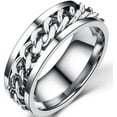 thumbnail image 1 of 8mm Stainless Steel Chain Inlay Rotating Spin Wedding Band Biker Ring, 1 of 2