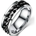 thumbnail image 1 of 8mm Stainless Steel Chain Inlay Rotating Spin Wedding Band Biker Ring, 1 of 1