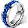 thumbnail image 1 of 8mm Stainless Steel Chain Inlay Rotating Spin Wedding Band Biker Ring, 1 of 2