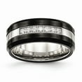 thumbnail image 1 of 8mm Stainless Steel Polished Black Ceramic Cubic Zirconia Beveled Edge Ring - Size 10, 1 of 2