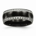 thumbnail image 1 of 8mm Stainless Steel Polished Black Ceramic Cubic Zirconia Ring - Size 6, 1 of 2