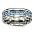 thumbnail image 1 of 8mm Stainless Steel Polished Blue Carbon Fiber Inlay Ring Size 12 Ring for Women, 1 of 2