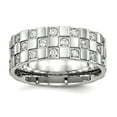 thumbnail image 1 of 8mm Stainless Steel Polished Checkered Board Cubic Zirconia Ring Size 10 Ring for Women, 1 of 2