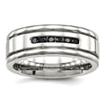 thumbnail image 1 of 8mm Stainless Steel Polished Grooved Black Cubic Zirconia Ring Size 8 Ring for Women, 1 of 2