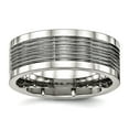 thumbnail image 1 of 8mm Stainless Steel Polished Grooved Comfort Back Ring Size 12 Ring for Women, 1 of 2