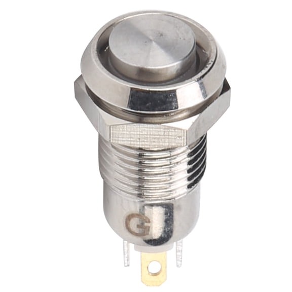 8mm Stainless Steel Push Button Switch Waterproof IP65 Latching Self-Locking 3V Green High Top Start Micro Switch (0.31 inches / 8 mm)