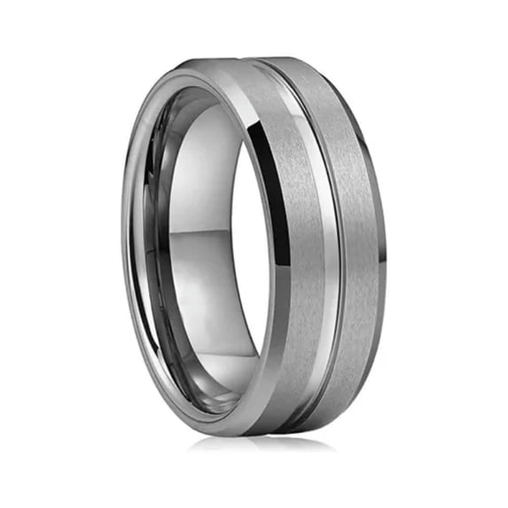 8mm Stainless Steel Ring Men's Band Silver/Black Matte Finished Ring Size 7-13