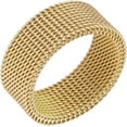 thumbnail image 1 of 8mm Stainless Steel Wire Mesh Simple Plain Wedding Band Ring, 1 of 2