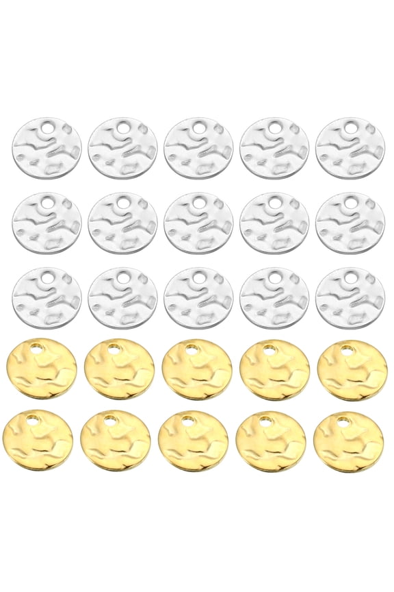 8mm Steel Disc, 100pcs Round Charm Metal Stamping Blanks Tags Stainless Steel Stamping Tag Pendant, Silver Gold