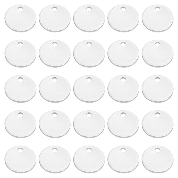 8mm Steel Disc, 50pcs Metal Stamping Blanks Tags Circle Stainless Steel Metal Plate for Laser Engraving, Silver Tone