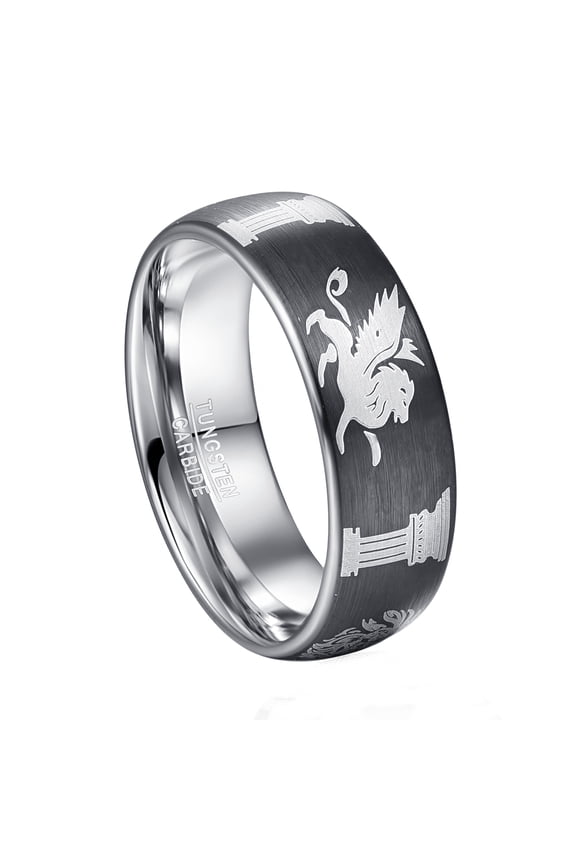 8mm Surface Lasa Electric Black Laser Pattern Tungsten Ring