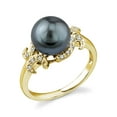 thumbnail image 1 of 8mm Tahitian South Sea Cultured Pearl & Diamond Crown Jewel Ring in 14K Gold, 1 of 7