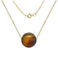 thumbnail image 1 of 8mm Tiger Eye Charm Pendant Floating on an 18 Inches Long Rope Chain 14k Yellow Gold, 1 of 3