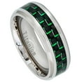 thumbnail image 1 of 8mm Titanium Band Green Carbon Fiber Inlay Wedding Band Ring Men Or Ladies, 1 of 6