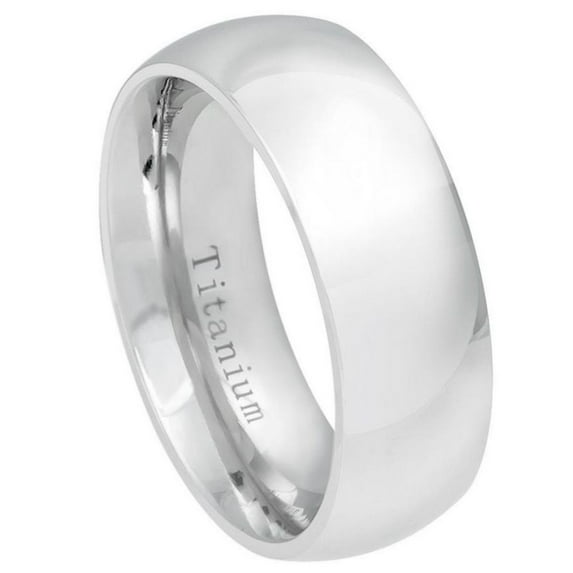 8mm Titanium Band White Titanium Classic Domed Ring Wedding Band Ring Men Or Ladies