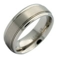 thumbnail image 1 of 8mm Titanium Brushed Center Grooved Edge Wedding Band Ring, 1 of 5