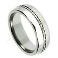 thumbnail image 1 of 8mm Titanium Grooved with Braided Sterling Silver Inlay Wedding Band Ring For Men Or Ladies, 1 of 4