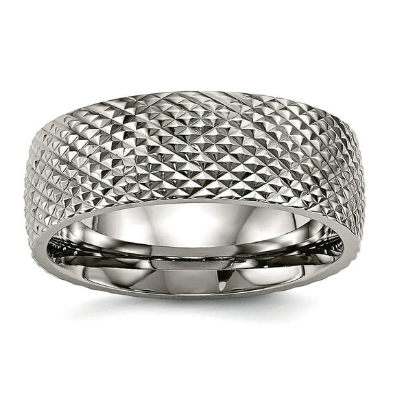 8mm Titanium Polished Textured Ring Size 13 Ring for Women