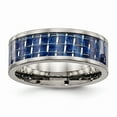 thumbnail image 1 of 8mm Titanium Polished With Blue Carbon Fiber Ring - Size 12, 1 of 2
