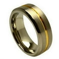 thumbnail image 1 of 8mm Titanium Ring Two-toned Grooved Center Beveled Edge Wedding Band Ring For Men Or Ladies, 1 of 7