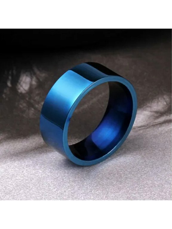 8mm Titanium Steel Blue/Gold/Silver/Rainbow Bands Men's Polished Ring Size 7-12