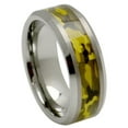 thumbnail image 1 of 8mm Tungsten Carbide Beveled Edge With Green Camo Military Inlay Wedding Band Ring For Men Or Ladies, 1 of 3