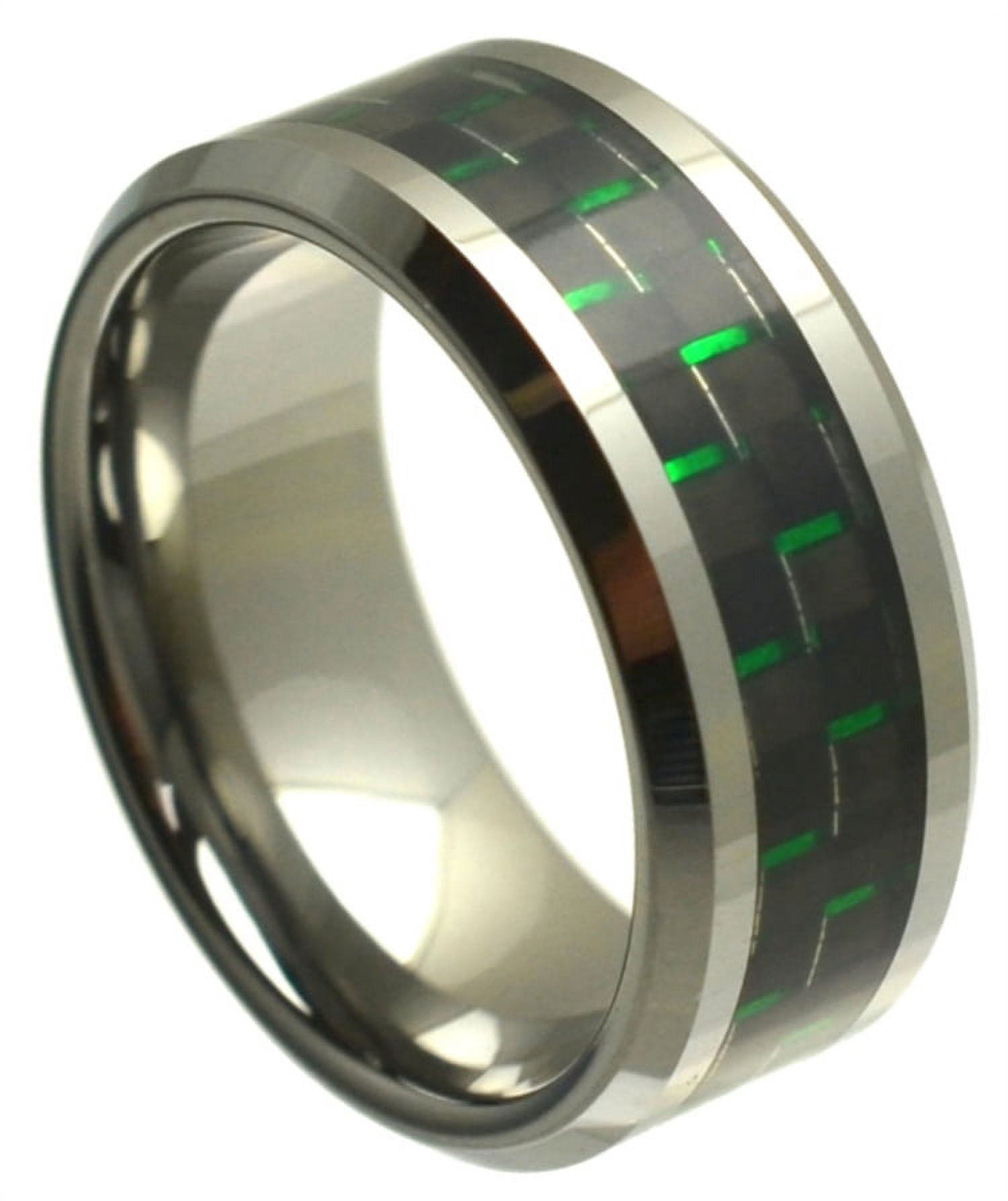 6 mm Mens Tungsten Carbide Ring Black Carbon Fiber Inlay