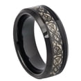 thumbnail image 1 of 8mm Tungsten Carbide Black IP Celtic Cut-Out Design InlayWedding band Ring for Men and Ladies, 1 of 6