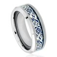 thumbnail image 1 of 8mm Tungsten Carbide Celtic Knot Dragon over Blue Carbon Fiber Inlay Wedding Band Ring For Men Or Ladies, 1 of 3